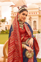 Load image into Gallery viewer, Navy With Red Designer Patola Saree with Matching Blouse