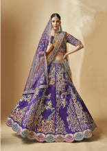 Load image into Gallery viewer, Purple Blue Silk Handwork Lehenga Choli With Two Duppatas