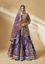 Load image into Gallery viewer, Purple Blue Silk Handwork Lehenga Choli With Two Duppatas