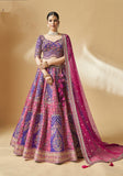 Purple & Pink Pure Silk Handwork Lehenga Choli